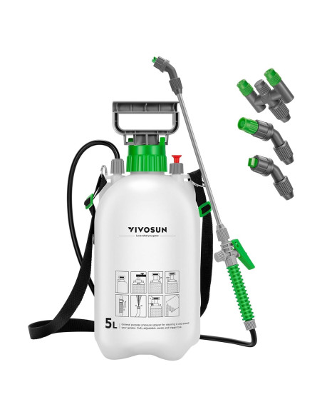 Pulverizador de Bomba VIVOSUN 5L con 3 Boquillas Ajustables