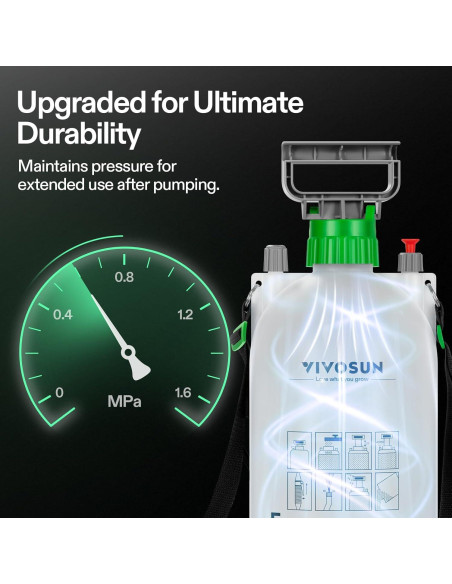 Pulverizador de Bomba VIVOSUN 5L con 3 Boquillas Ajustables