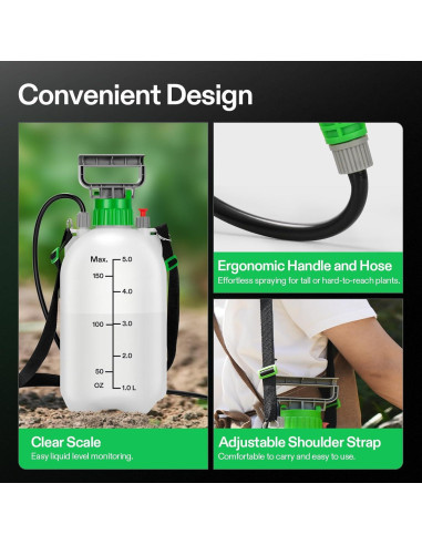 Pulverizador de Bomba VIVOSUN 5L con 3 Boquillas Ajustables