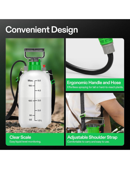 Pulverizador de Bomba VIVOSUN 5L con 3 Boquillas Ajustables