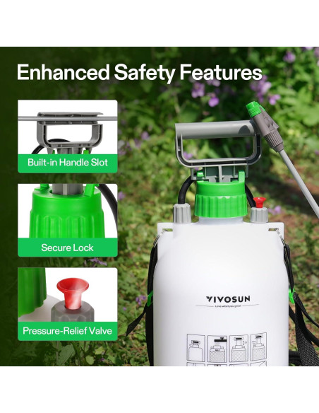 Pulverizador de Bomba VIVOSUN 5L con 3 Boquillas Ajustables