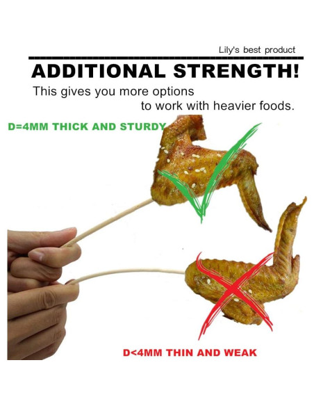 Pinchos de Bambú Natural HOPELF 30.48 cm 100 Piezas BBQ