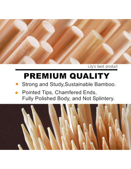 Pinchos de Bambú Natural HOPELF 30.48 cm 100 Piezas BBQ