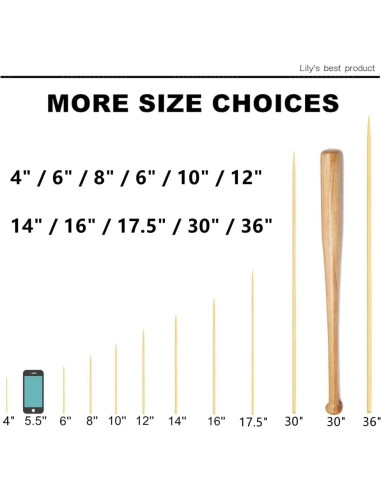 Pinchos de Bambú Natural HOPELF 30.48 cm 100 Piezas BBQ