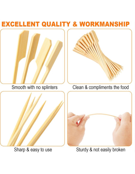 200 Pinchos de Bambú 15.24 cm DOUDOULE para Aperitivos