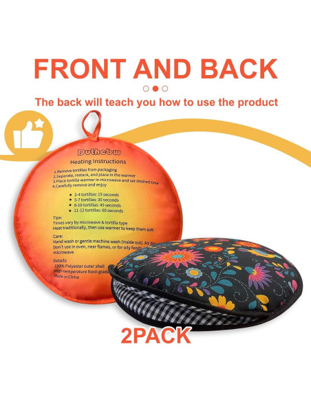 2 Calentadores de Tortilla Duthcbw Grandes Aislantes Naranja/Negro