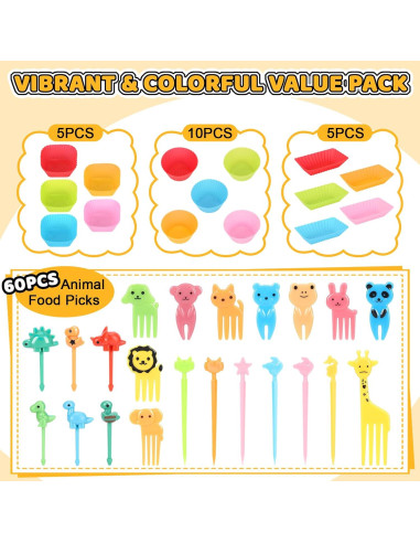 Juego de Divisores de Silicona Axlksia 80 Pcs para Bento