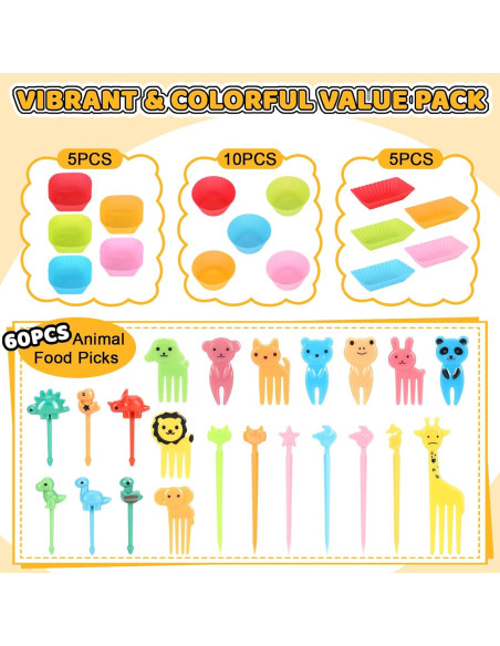 Juego de Divisores de Silicona Axlksia 80 Pcs para Bento