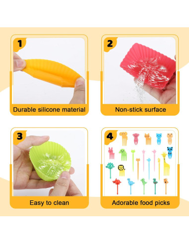 Juego de Divisores de Silicona Axlksia 80 Pcs para Bento