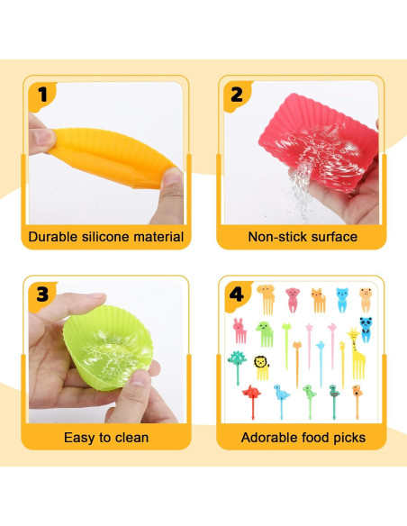 Juego de Divisores de Silicona Axlksia 80 Pcs para Bento