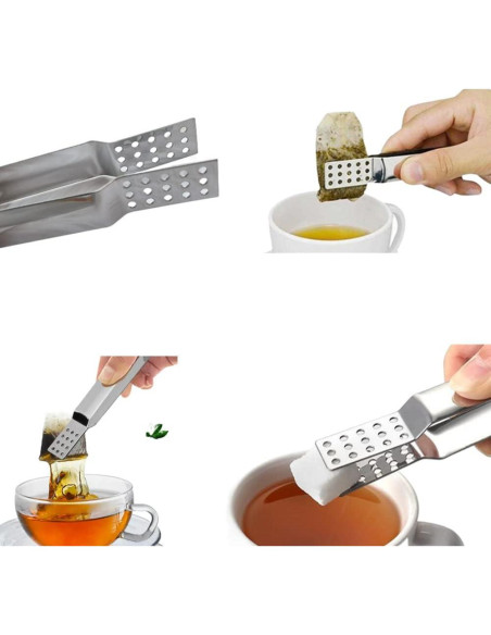 Paquete de 2 Pinzas para Bolsas de Té Acero Inoxidable Honkenda