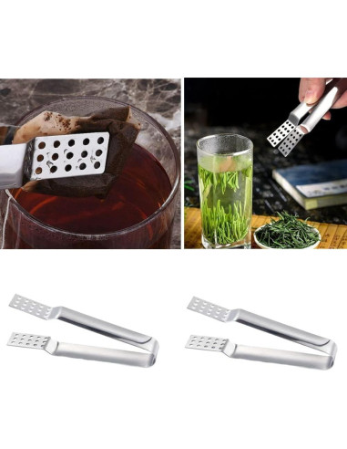 Paquete de 2 Pinzas para Bolsas de Té Acero Inoxidable Honkenda