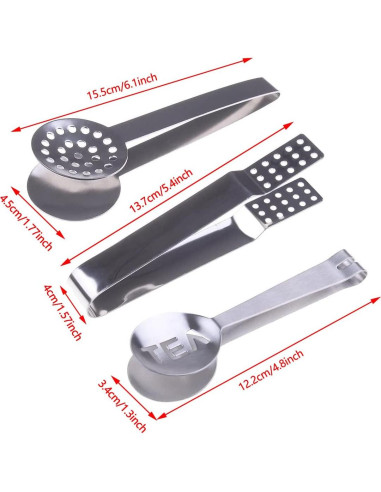3 Pinzas de Acero Inoxidable Haishell para Té 15.5cm