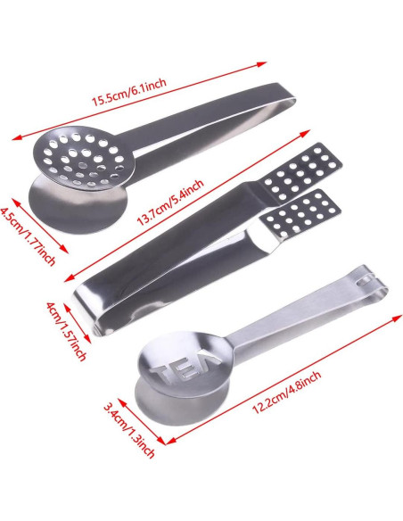 3 Pinzas de Acero Inoxidable Haishell para Té 15.5cm