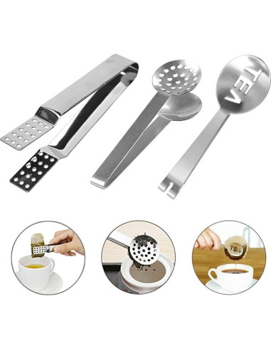 3 Pinzas de Acero Inoxidable Haishell para Té 15.5cm
