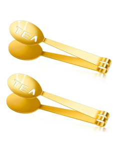 Pinzas de Acero Inoxidable Doradas para Exprimir Té - 2 Pcs