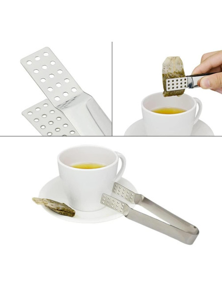 3 Pinzas de Acero Inoxidable para Bolsa de Té TOPDANCHUANG