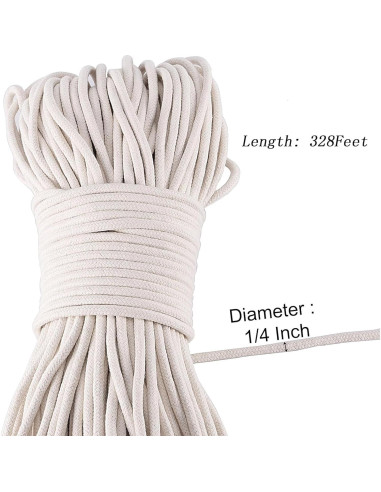 Cuerda de Algodón Trenzada MOUYAT 100 m x 6 mm Blanca Multiusos