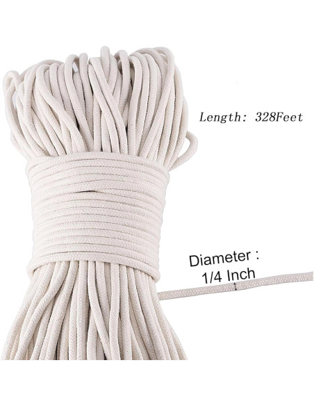 Cuerda de Algodón Trenzada MOUYAT 100 m x 6 mm Blanca Multiusos