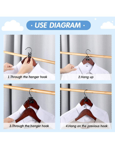 Ganchos Conectores de Plástico Negro Unittype 100 Pcs Ahorra Espacio