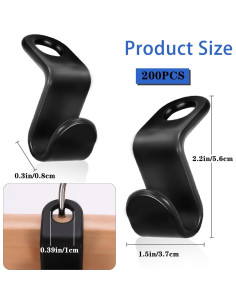 200 Ganchos Conectores de Perchas Dyrfolm - Ahorra Espacio Negro 2