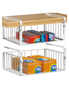 Organizador Bajo Estante AmonHouseware 2 Pack Blanco Ajustable