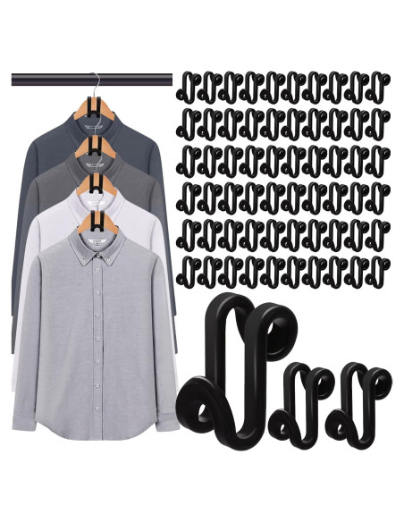 100 Ganchos Conectores para Perchas CLRBEATTY, Negro, ABS