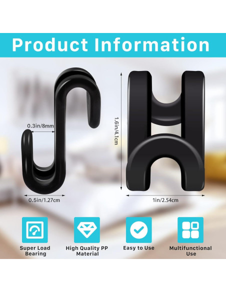 100 Ganchos Conectores para Perchas CLRBEATTY, Negro, ABS