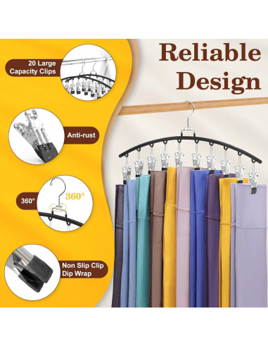 Organizador de Leggings Ginyoyo 2 Pack Metal Negro 20 Clips