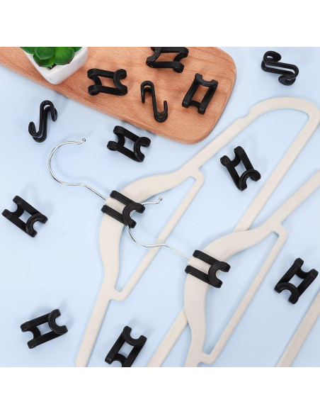 100 Ganchos Conectores para Perchas CLRBEATTY, Negro, ABS