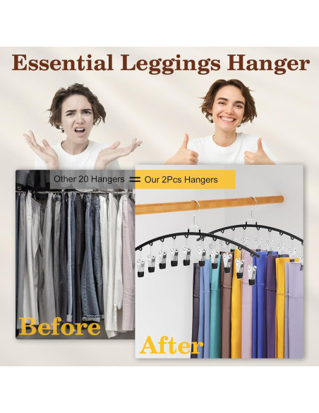 Organizador de Leggings Ginyoyo 2 Pack Metal Negro 20 Clips