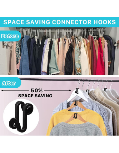 100 Ganchos Conectores para Perchas CLRBEATTY, Negro, ABS
