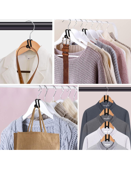 100 Ganchos Conectores para Perchas CLRBEATTY, Negro, ABS