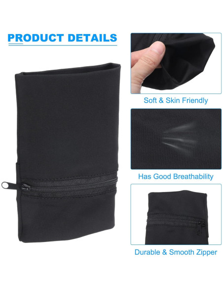 Bolsa de Muñeca Deportiva PATIKIL 15x10cm - 2 Pcs Negra