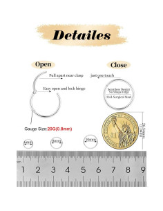 Aros de Nariz Hipoalergénicos 316L Acero Inoxidable 20G 2