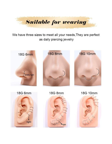 Aros de Nariz Hipoalergénicos 316L Acero Inoxidable 20G