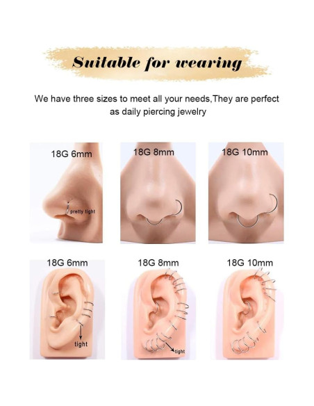 Aros de Nariz Hipoalergénicos 316L Acero Inoxidable 20G