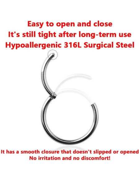 Aros de Nariz Hipoalergénicos 316L Acero Inoxidable 20G