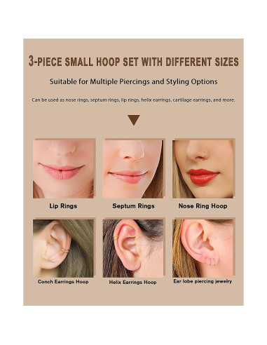 Aros de Nariz Hipoalergénicos 316L Acero Inoxidable 20G