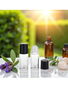 2 Botellas de Vidrio 30ml con Rodillo Sluswallow para Aceites 2