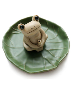 Soporte de Incienso Cerámica NAGU Sapo Hoja de Loto 7x5 cm