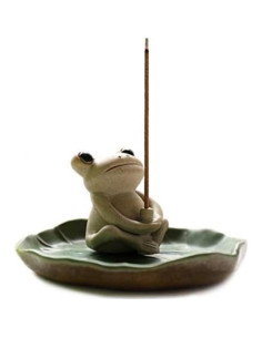 Soporte de Incienso Cerámica NAGU Sapo Hoja de Loto 7x5 cm 2