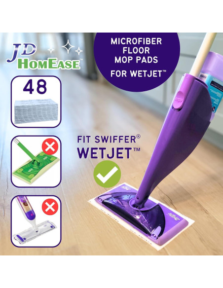 48 Almohadillas de Microfibra Premium para Swiffer WetJet - Absorbentes y Duraderas