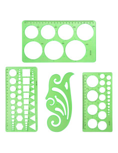 4 Plantillas Geométricas AEDOVE - Plástico Transparente Verde