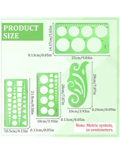 4 Plantillas Geométricas AEDOVE - Plástico Transparente Verde 2