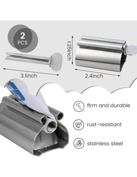 Exprimidor de Pasta de Dientes LOVEINUSA 2PCS Acero Inoxidable