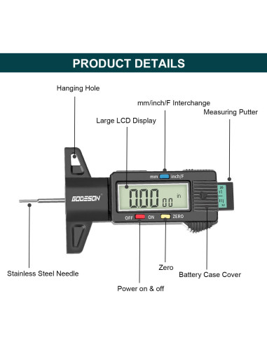 Medidor de Profundidad de Banda de Rodadura GODESON Digital