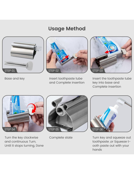 Exprimidor de Pasta de Dientes LOVEINUSA 2PCS Acero Inoxidable
