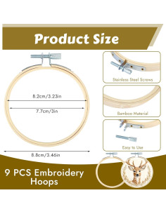 Aros de Bordado PEASUG 9 Piezas 3 Pulgadas Madera 2