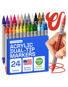 ARTISTRO 24 Marcadores Acrílicos Doble Punta para Pintura